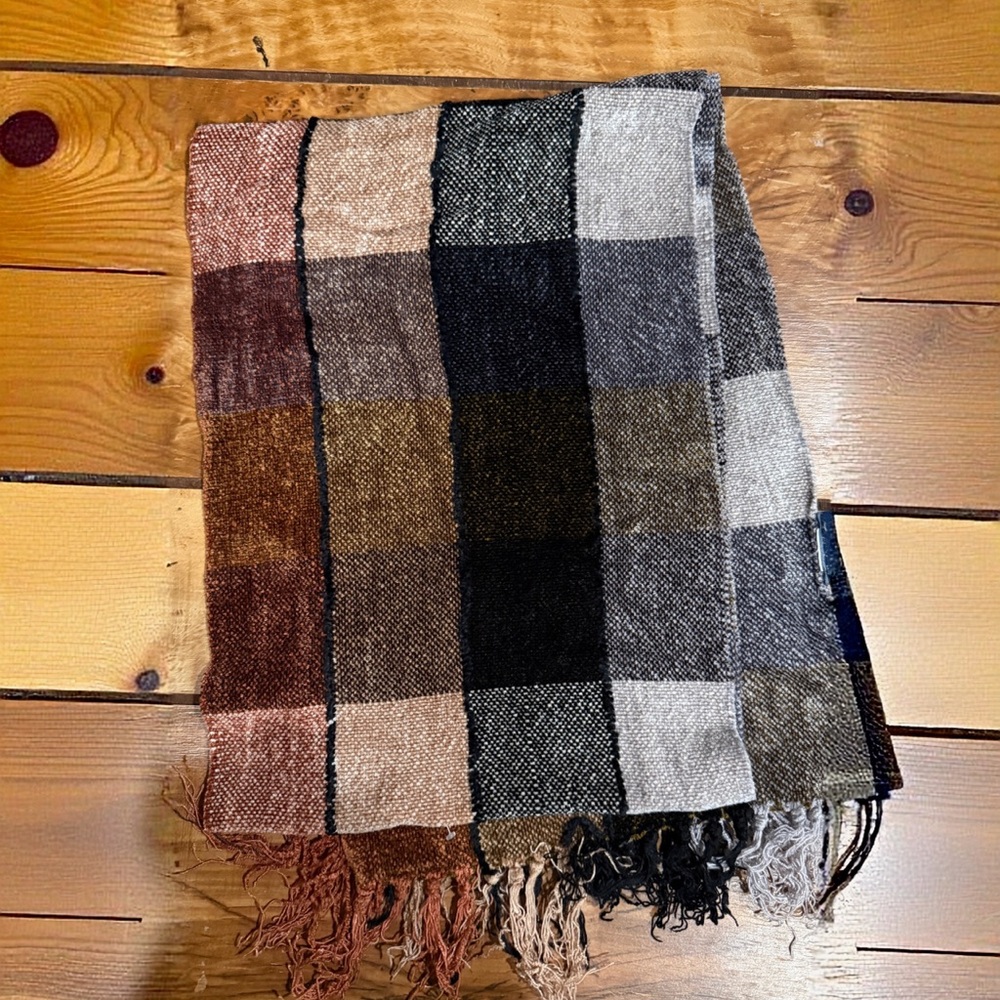 Croft & Barrow Brown and Gray Plaid Scarf